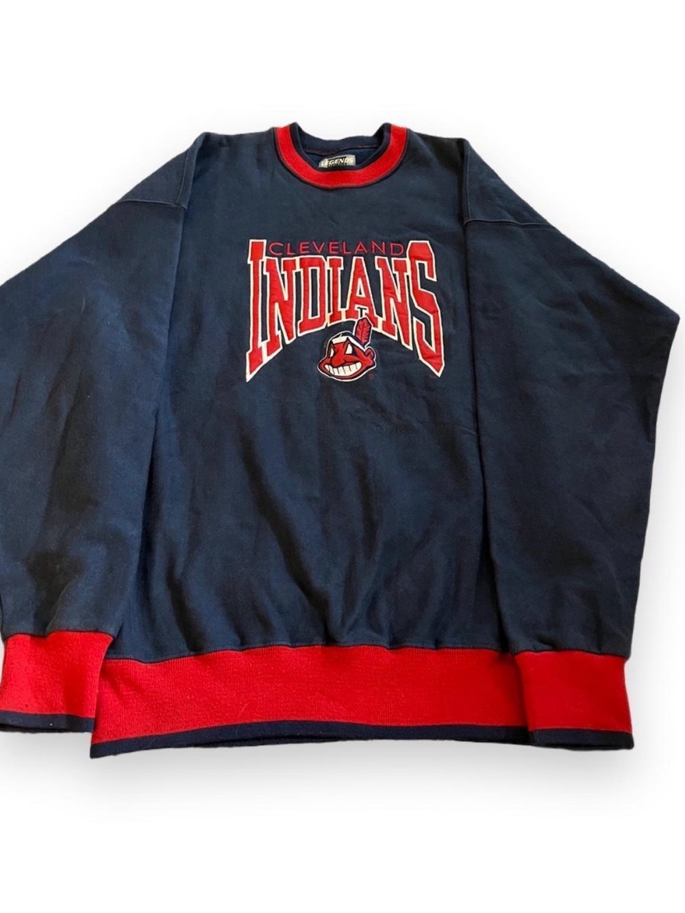 Vintage 90's Cleveland Indians MLB Embroidered Men's Crewneck Sweatshirt Sz XL.